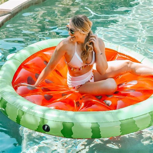 Bouée Gonflable Pastèque – Design Rétro – Pour Piscine, Plage – Enfant Et Adulte – En PVC Résistant