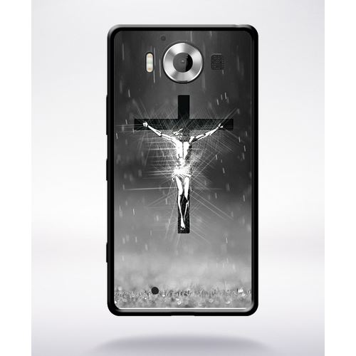 Coque Jésus Croix Noir Et Blanc Compatible Nokia Lumia 950 Bord Noir Silicone