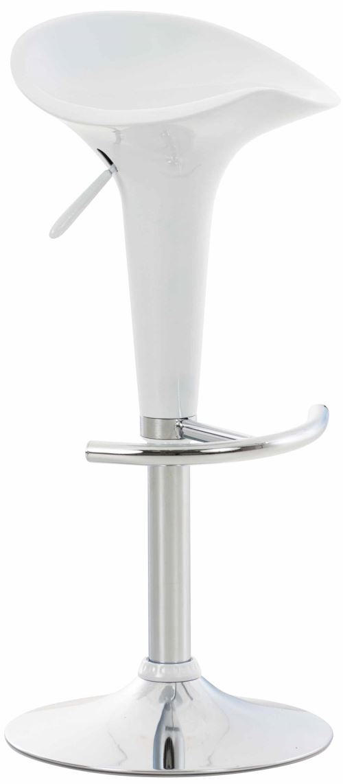 CLP Tabouret de bar Saddle avec Assise en p'lastique pied en métal , Blanc