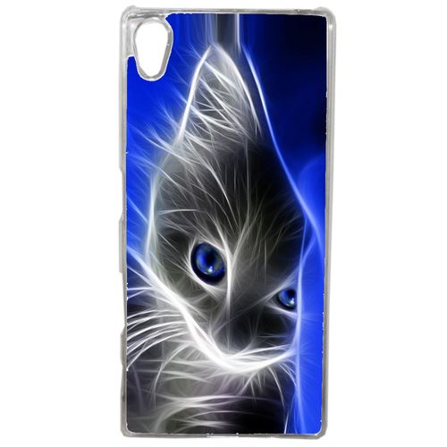 Coque Chat Eyes Blue Compatible Sony Xperia Z4 Transparent