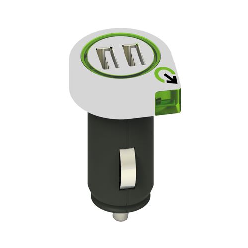 Q2Power Dual USB Car Charger - Adaptateur d'alimentation pour voiture - 2.1 A - 2 connecteurs de sortie (2 x USB)