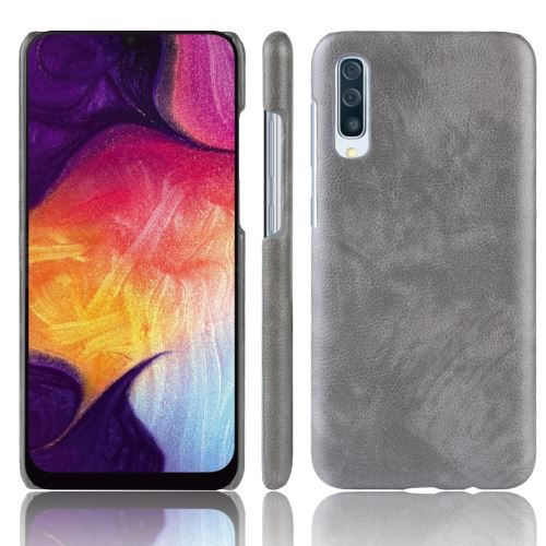 Etui en PU litchi dur gris pour votre Samsung Galaxy A70
