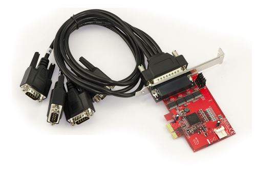Carte PCIe 4 ports COM RS232 - Avec alimentation 5V Gamme Professionnelle
