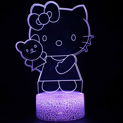Lampe 3D Tactile Veilleuses Enfant 7 Couleurs avec Telecommande - Hello Kitty #1610