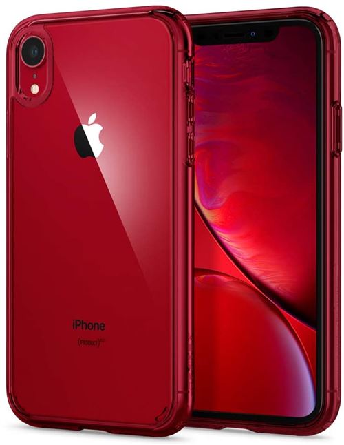 Spigen Ultra Hybrid Series - Achterzijde behuizing voor mobiele telefoon - polycarbonaat, thermoplastic polyurethaan (TPU) - rood - voor Apple iPhone XR