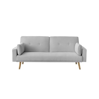 230 sur canape droit scandinave elga convertible 3 places en tissu gris clair achat prix fnac