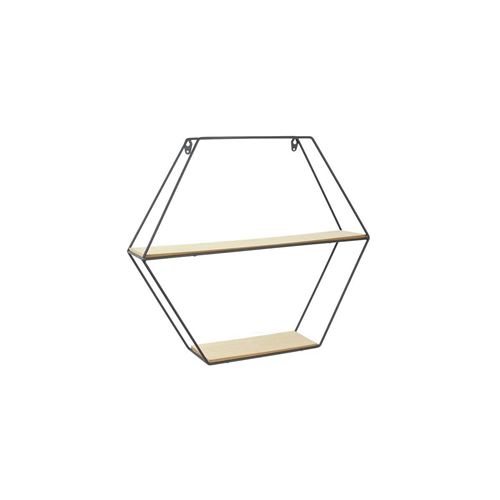 The Home Deco Factory - Etag&egrave;re en bois et m&eacute;tal hexagonale 46 cm