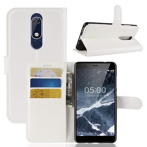 Etui Housse Portefeuille Pour Nokia 5.1 2018 - Blanc
