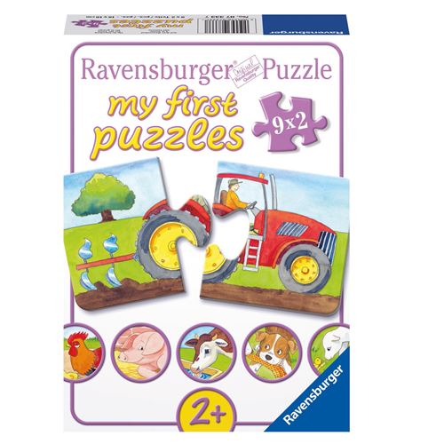 Puzzle 2 Pièces : 9 Puzzles - A la ferme, Ravensburger