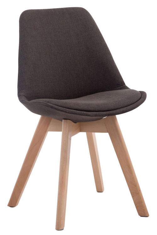 Chaise de Salle à manger Borneo V2 en Tissu - Style scandinave - Chaise Visiteur avec Piètement en Bois de Hêtre Nature - Couleur Gris foncé
