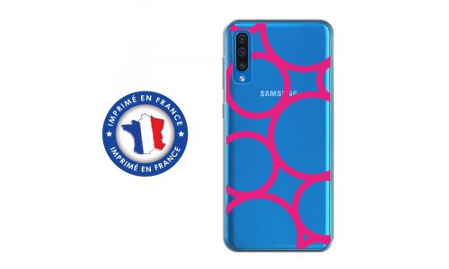 Coque souple pour Samsung Galaxy A50 avec impression Motifs ronds fushias