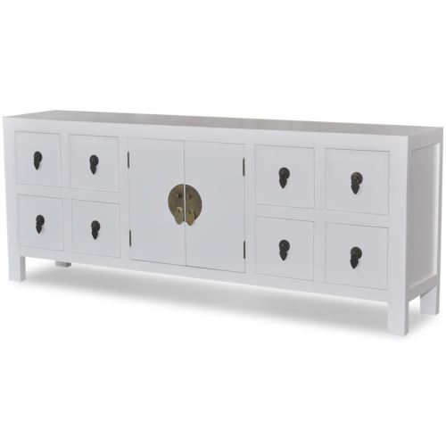 Meelady Buffet Bas Asiatique en Bois avec 8 Tiroirs et 2 Portes