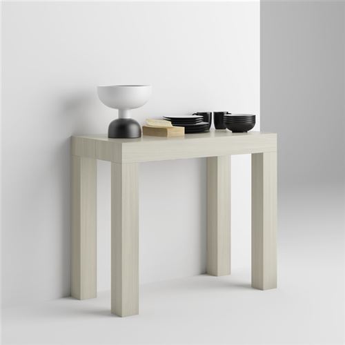 Mobilifiver Table Console extensible First, Orme Perle, 90 x 45 x 76 cm, Mélaminé/Aluminium, Made in Italy