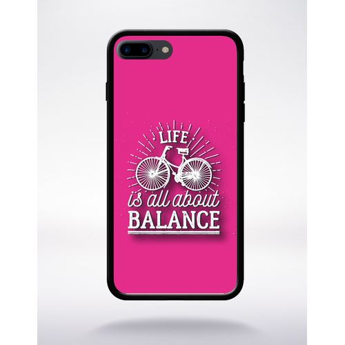 Coque Life Il All About Balance Fond Rose Compatible Apple Iphone 7 Plus Bord Noir Silicone