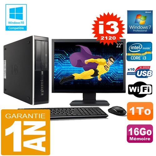 Pc hp compaq 8300 sff core i3-2120 ram 16go disque 1 to wifi w7 ecran 22' État correct -  reconditionné disponible sur Fnac