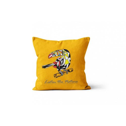 Coussin déhoussable 40x40 cm GEO toucan par Soleil d'ocre