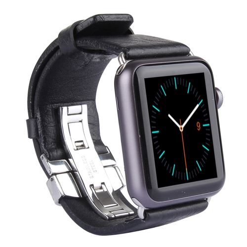 Apple Watch 42mm Bracelet Cuir PU double boucle avec connecteur Noir ALS62765
