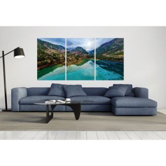Tableau Verre Acryliquee Lac Et Montagne Nature Paysage Foret Panorama Triptyque Achat Prix Fnac