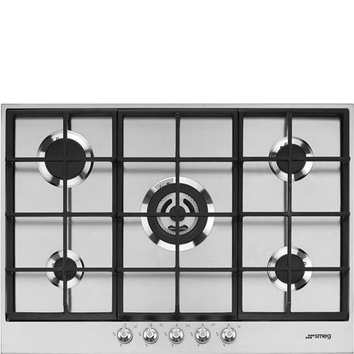 Smeg Linea PX175 - Table de cuisson au gaz - 5 plaques de cuisson - Niche - largeur : 55.5 cm - profondeur : 47.8 cm - acier inoxydable - acier inoxydable