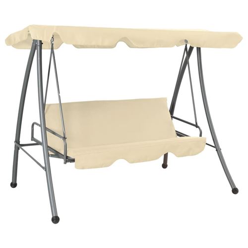 Vidaxl Blanc Balancelle D'extérieur Avec Auvent Sable - Image 1