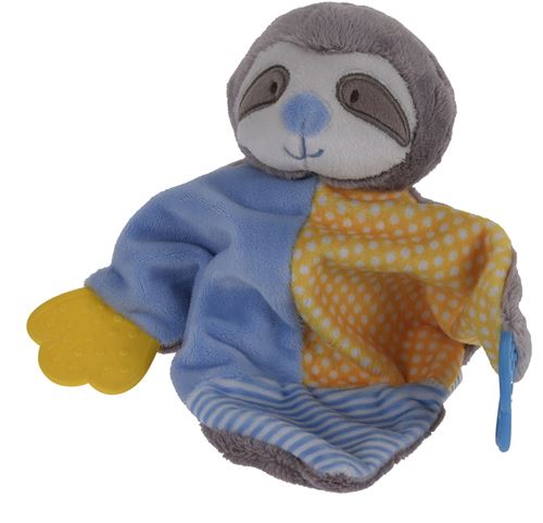Tender Toys couverture câline paresseux bleu/jaune 15x8x22 cm