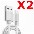 X2 Câble Metal Nylon Renforcé Chargeur USB/Type C Longueur 2m Couleur Argent Compatible Samsung LG Sony Wiko Blackberry Motorola Asus Huawei Honor Xiaomi Oppo Archos TEENO X2 Little Boutik®