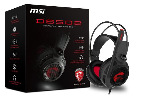 MSI DS502 Binaural Bandeau Noir, Rouge Casque audio - Casques audio (PC/Jeux, Binaural, Bandeau, Noir, Rouge, Avec fil, 2 m)