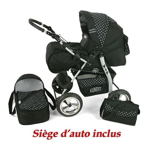 Poussette / Landau combiné 3en1 multifonctions avec équipement bébé enfant 0-36m Roues en caoutchouc Volver