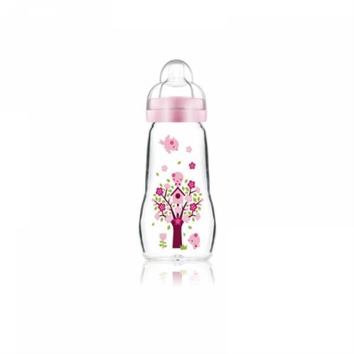Mam biberon verre - 260ml - 2 mois et + - tétine débit 2 - rose
