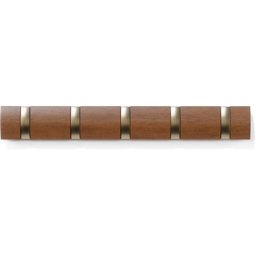 UMBRA Porte-manteau mural avec 5 crochets rétractables bois FLIP Marron