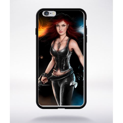 Coque Girl With Sword Compatible Apple Iphone 6 Plus Bord Noir Silicone