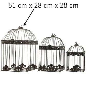 Style Ancienne Grande Cage à Oiseaux Décorative Carré Marron