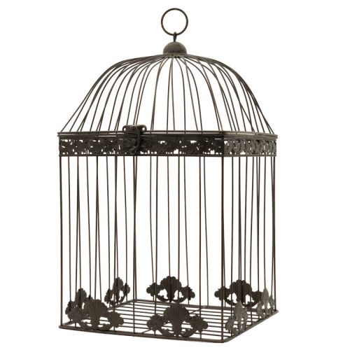 Style Ancienne Grande Cage à Oiseaux Décorative Carré Marron