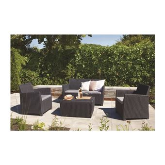 Allibert Salon De Jardin Corona 4 Places Imitation Resine Tressee