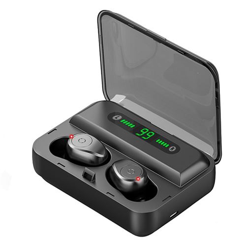Ecouteurs sans fil Bluetooth F9-5 5.0 LED– noir