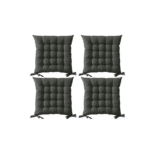 Galette de chaise matelassée - Lot de 4 - 40 x 40 cm - Gris anthracite