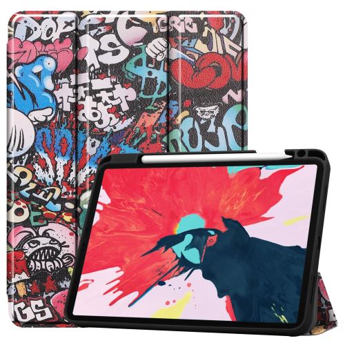 Etui en PU + TPU impression de motifs avec support tri-pliure graffiti de dessin animé pour votre Apple iPad Pro 11 pouces (2020)