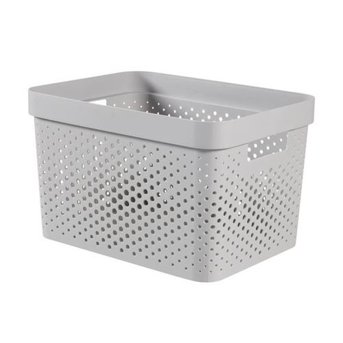 CURVER Panier de rangement Infinity 17 L - Aspect tricot - Gris