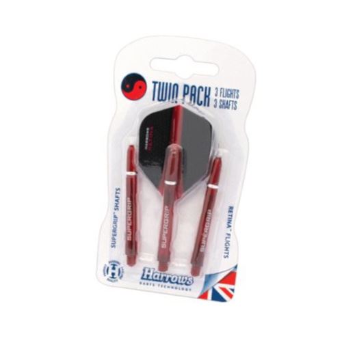 Harrows fléchette Twin Pack Retinamoyenne 47 mm rouge/noir
