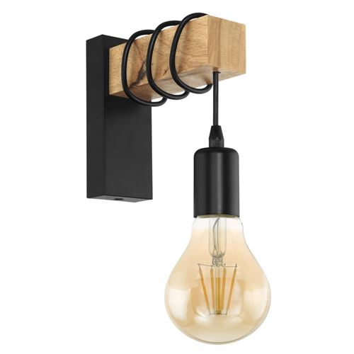 Applique murale en bois et acier noir hauteur 21cm TOWNSHEND noir
