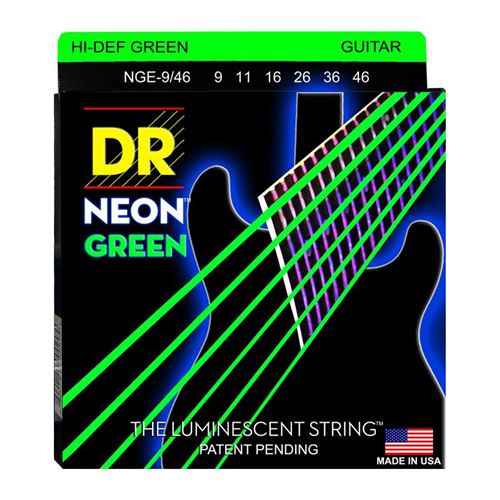 Jeu de cordes guitare électrique DR Neon Lite-Heavy vert NGE946 09-46