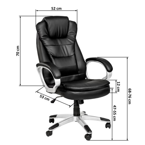Tectake Chaise De Bureau Fauteuil De Bureau Siege De Bureau Hauteur Reglable Pivotante Double Rembourrage Epais Noir Achat Prix Fnac