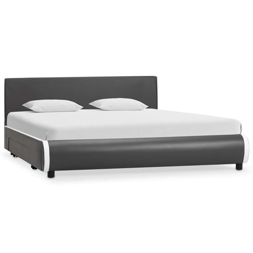vidaXL Cadre de lit avec tiroirs Anthracite Similicuir 160 x 200 cm