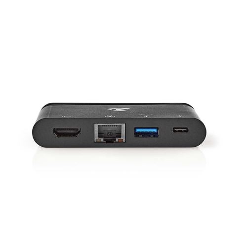 Nedis TCARF260BK - Station d'accueil et réplicateur de ports USB-C vers USB-C-HDMI-USB 3.0-Ethernet ( Catégorie : Station d'accueil