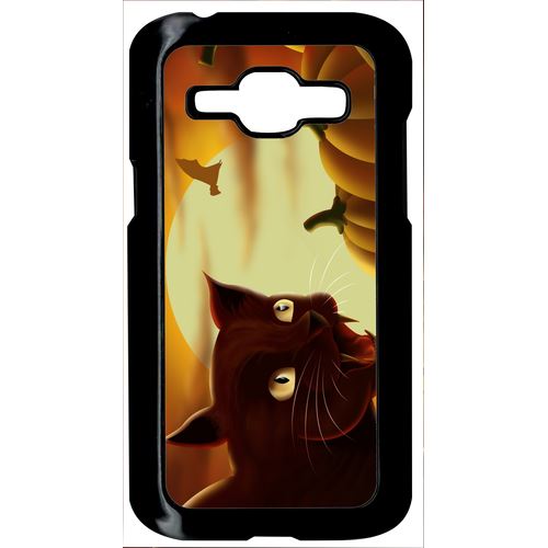 Coque Chat Noir Citrouille Compatible Samsung Galaxy J1 Transparent