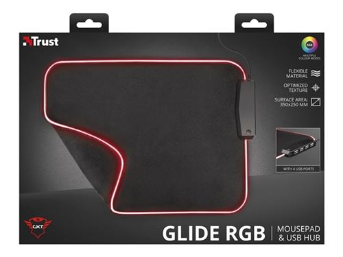 Trust Gaming GXT 765 Glide-Flex - Tapis de souris éclairé - avec concentrateur  de 4 ports USB - Tapis de souris - Achat & prix