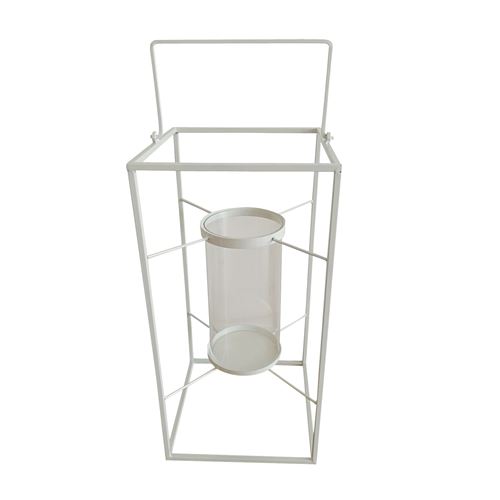 HOMEA lanterne metal 18*18*h36cm blanc Hom&eacute;a Jardin 