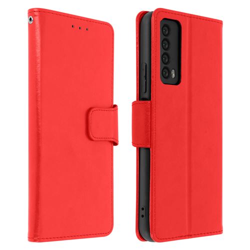 Housse pour Huawei P smart 2021 Folio Vintage Porte-carte Fonction Support Rouge