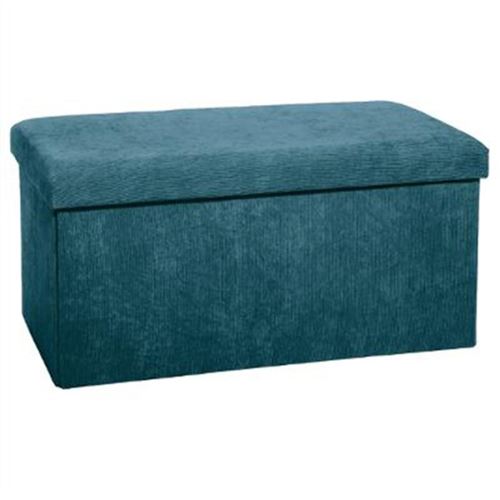 Pouf pliable Cotele en velours - Bleu - L 76 x P 38 x H 38 cm
