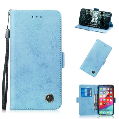 Etui en PU style vintage bleu clair pour votre Apple iPhone XS Max 6.5 pouces